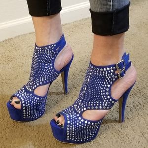 Penny Loves Kenny - Blue Suede Studded Sandals